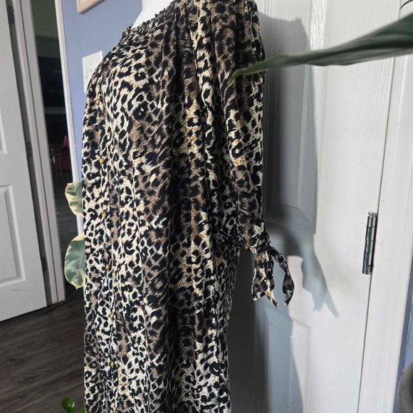 NWOT MPH Collection Women's Off The Shoulder Animal Print Midi Dress - Picture 12 of 14